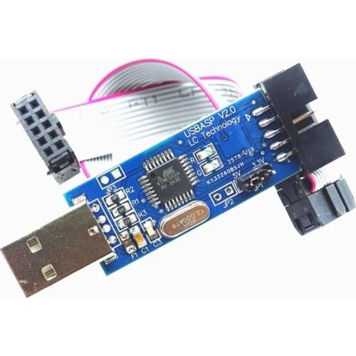 NEW!!USBISP AVR Programmer 3.3V/5V USB ISP USB ASP ATMEGA8 ATMEGA128 ATtiny/CAN/PWM +10Pin Wire Support Win7 64Bit