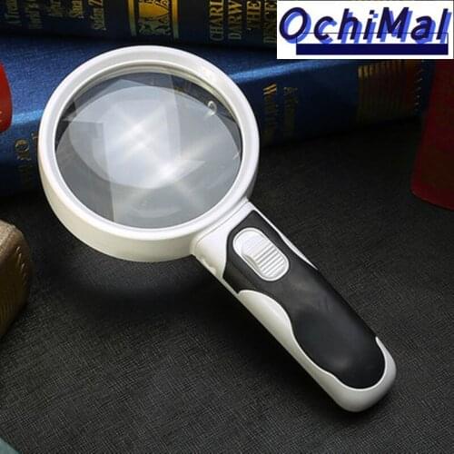 20 Times Optical Magnifying Glass With LED Lights Diameter 80mm Handheld Backlit Magnifier For Reading lupa con luz led