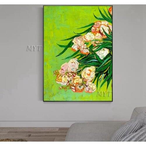 Green Tone Pink Flower Abstract Oil Painting Wall Art Home Decor Picture Modern Painting On Canvas 100% Handpainted No Framed