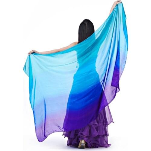 Women Belly Dance Gradient Color 100% Pure Silk Shawl Veil 13 Colours