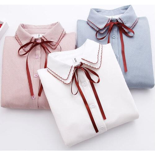 2021 New Women Fashion Chiffon Blouse and Tops Women Office Long Sleeve Solid Color Shirt Female Loose Turn-down Collar Top Q596