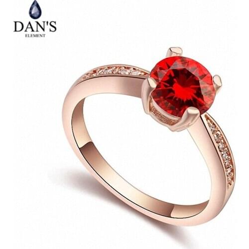 DANS Real Austrian Crystals Brand AAA Zirconia Micro Inlays Fashion Ring for women New Geometric 110227red