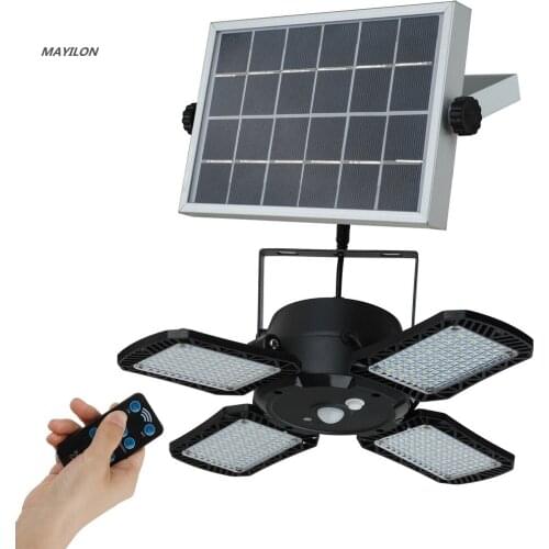 128 COB Solar LED Light Outdoor 4 Head Motion Sensor 360 Wide Angle Illumination Waterproof Lights Wall Lamp for Garden Garage