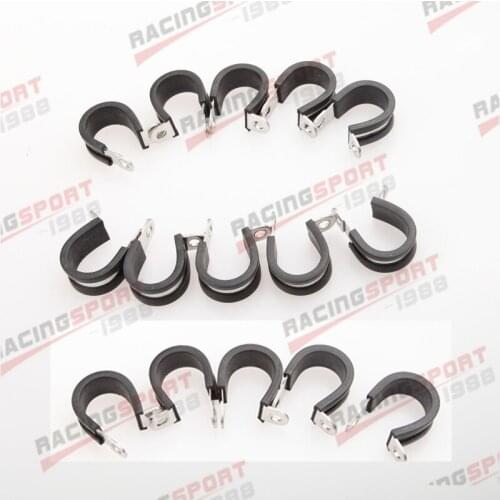15PCS Cushioned Hose Mounting Clamp Loop Strap 304 Stainless Steel 5/8" Black