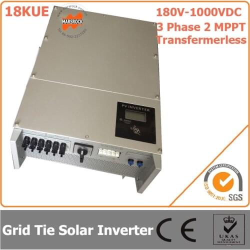 18000W/18KW 180V-1000VDC Three Phase 2 MPPT Transformerless Waterproof IP65 Grid Tie Solar Inverter with CE RoHS Certificates