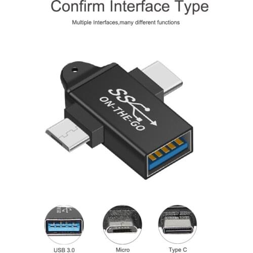 2 in 1 OTG Adapter Type C Micro USB 3.0 OTG Adapter USB 3.0 Data Transmit Converter for Tablet Hard Disk Drive Phone