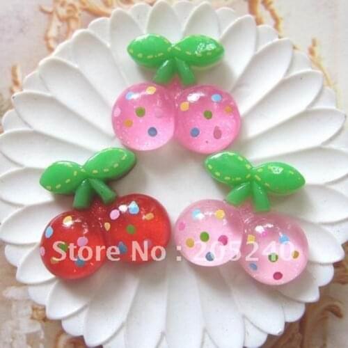 20pcs For DIY Phone Decoration Super Cute Resin Cabochons Cherry