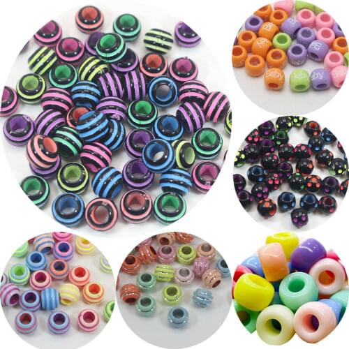 200pcs Various Style Round Barrel Pony Beads 8mm-10mm for Kids Craft Kandi