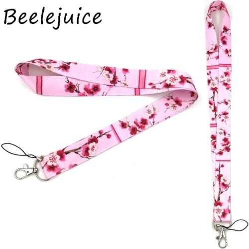 24pcs Cherry blossoms Mobile phone lanyard For keys ID Card Pass Gym USB badge holder DIY Hang Rope Tags Strap Neck Lanyards