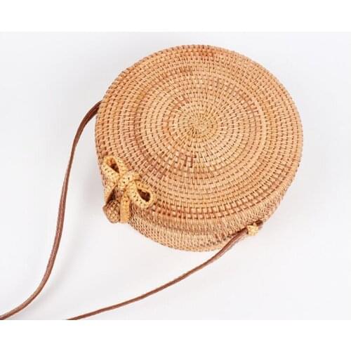 Aaby 2018 Round Straw Bags Women Summer Rattan Bag Handmade Woven Beach Cross Body Bag Circle Bohemian Straw bag