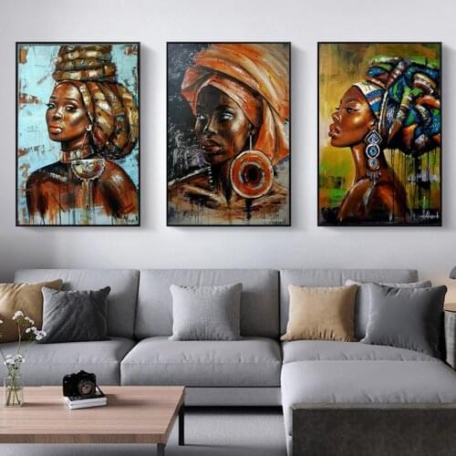 African Black Woman Graffiti Art Posters And Prints Abstract African Girl Canvas Paintings On The Wall Art Pictures Wall Decor