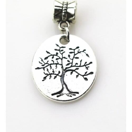 Free shipping 20pcs/lot family tree hanging charm big hole pendant beads charm fit pando bracelet diy jewelry dangle charms