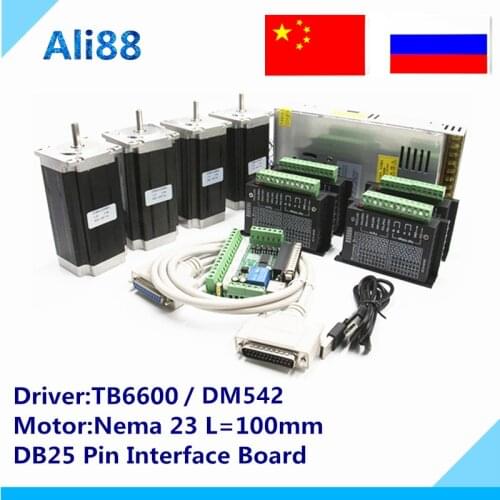 CNC Router 4axis :kitTB6600 servo driver+mach3 breakout board+350W36v power supply+2.5 N.m torque 357Oz-in Nema 23 Stepper motor