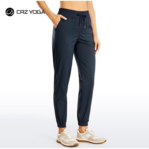 CRZ YOGA Womens Lightweight Casual Joggers Athletic Drawstring Lounge Pants Elastic Waist with Pockets-28 inches