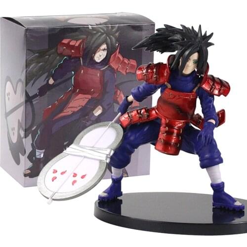 15cm Naruto Shippuden Anime Uchiha Madara with Weapoon Fan PVC Action Figure Cartoon Model Toy Doll Kids Gift Brinquedos