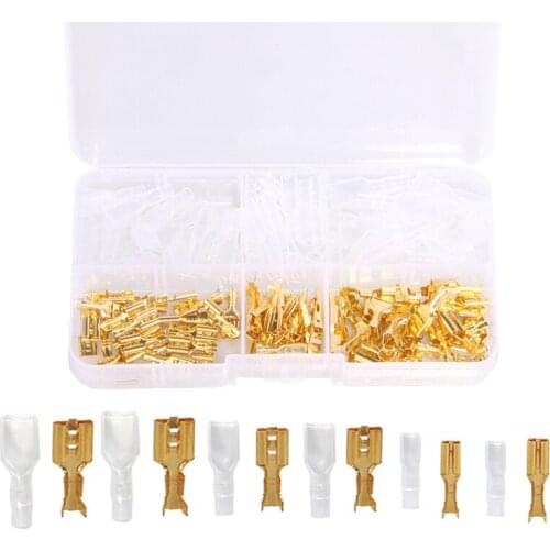 150PCS Assorted 2.8/4.8/6.3mm Crimp Spade Terminals Female Connector Wire Wrap Connectors + Insulation Sheath Kit