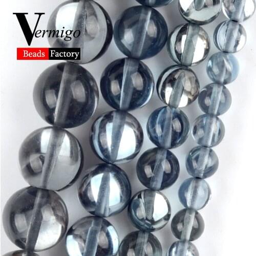 Natural Black Grey Austrian Crystal Stone Round for Jewelry Making 6-12mm Beads Bracelet Necklace Accessories Wholesale