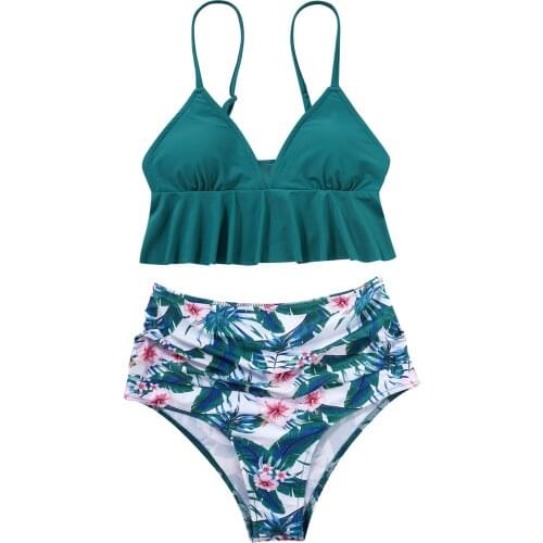 Swimwear For Pregnant Women Two Piece Bikini Set Maternity Tankinis V Neck Ruffle Swimsuit Beachwear Bathing Suit For Pregnancy