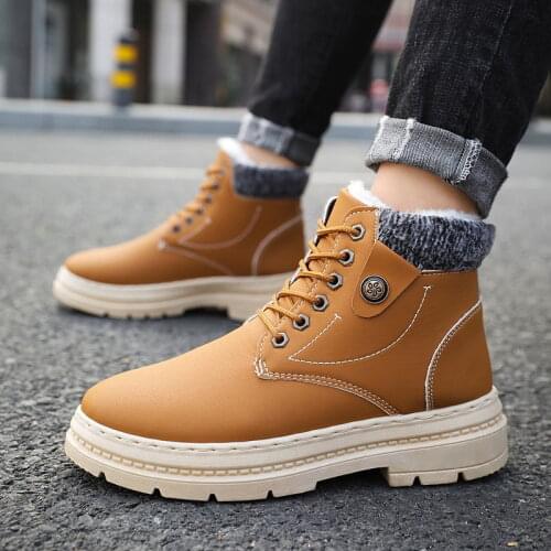 New Men Boots Leather Waterproof Lace Up Military Boots Men Winter Ankle Lightweight Shoes for Men Autumn Winter Casual Shoes