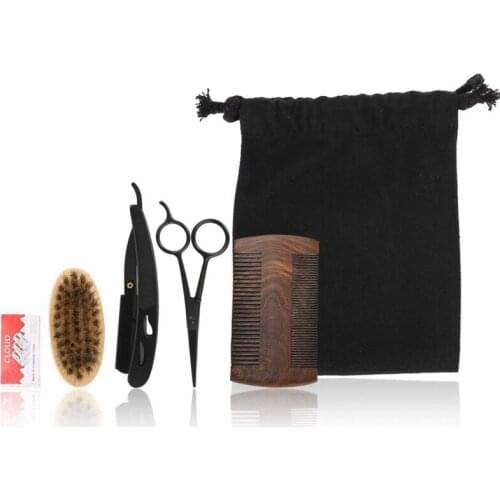 Men Beard Kit Styling Tool Beard Balm Beard Oil Comb Moisturizing Wax Styling Scissors Beard Care Set