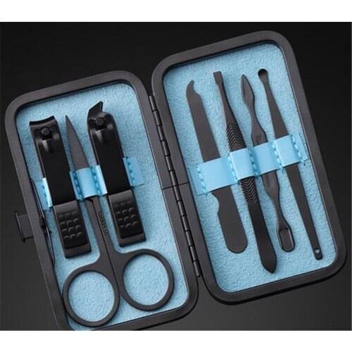 New 30sets 7 in 1 Manicure set Professional Black Stainless Steel Nail Clipper Kit Finger Plier Nails art Pedicure Toe Nail Too
