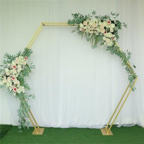 New Hexagon Wedding Arch Iron Stand Wedding Background Decoration Flower Stand Balloon Door Birthday Party Decor