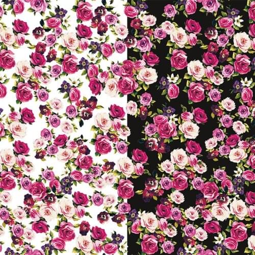 Spring/Summer New Products European Fashion Show Roses Group Shunyu Chiffon Womens Clothing Dress Printed Sewing Fabric Spot