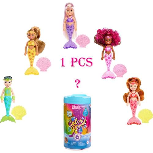 Original Barbie Mermaid Dolls Surprise Blind Box Toys for Girls Color Reveal Boneca Baby Doll Toys Discoloration Toy Accessories
