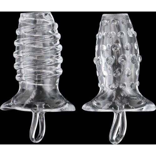 Crystal Reusable Condom Penis Enlargement Delayed Ejaculation Cock Ring Dildo Enlargement Penis Extender Sex Toys For Men