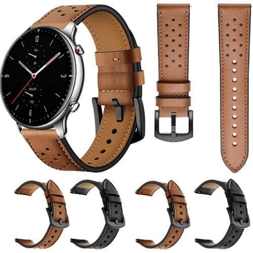 Brown Black Genuine Leather Strap For Xiaomi Huami Amazfit GTR 2 GTR 47mm watch band Bracelet Watchband Replacement Accessories