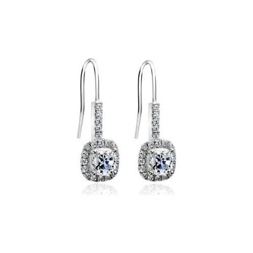 TE207 2 carat cushion cut Luxury wedding earring for women SONA Synthetic Gem earrings Anti allergic earring white gold color