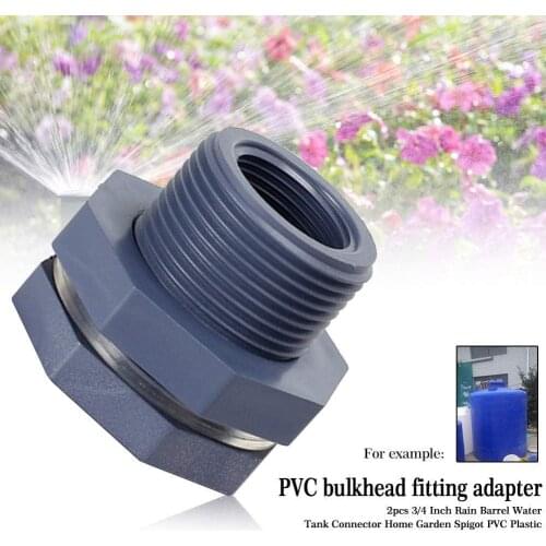 2pcs Rain Barrel Hose Home PVC Plastic Water Tank Connector Soild Garden Spigot Adapter Bulkhead Fitting For Aquariums 3/4 Inch