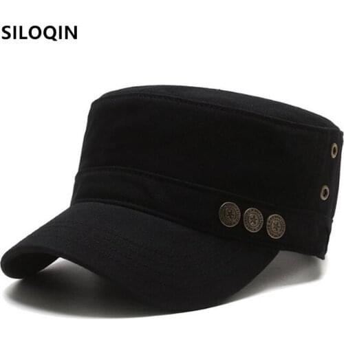 SILOQIN Snapback Cap Mens Flat Cap Cotton Military Hats Adjustable Size Personality Casual Sports Caps Navy Hat Bone Dads Cap