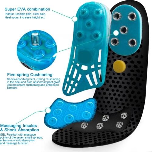 Silica Gel Sport Shoe Insole Orthopedic High-Impact Spring Cushioning Shock Absorption Shoe Pad Forefoot Massaging Footbeds