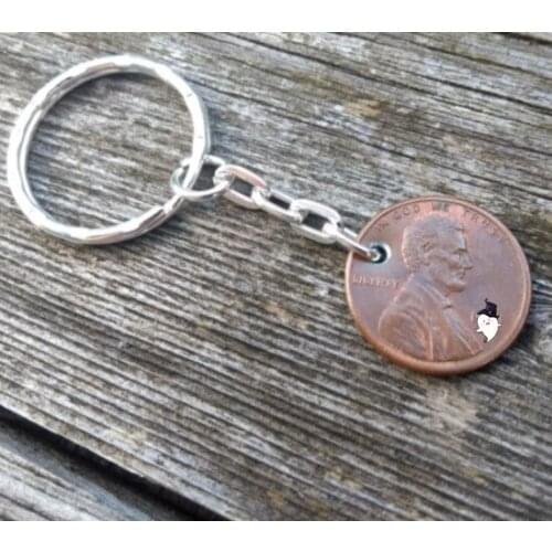 US Wheat Penny 1909svdb Keychain 100% Copper Hand Carved Coin