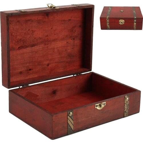 Antique Treasure Chest Storage Box Wooden Organizer Case Jewellery Box Container for Home Decor 23*16*7.5cm