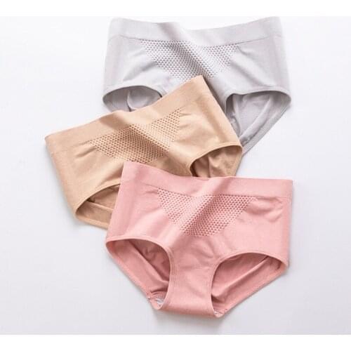 Womens Brief Seamless Comfortable3D Honeycomb Cotton Female Underpants Hip-lifting Shaping Panty Sexy Panties Mid Rise Lingerie