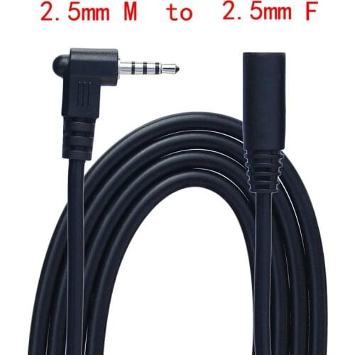 1M 4 Pole Stereo 2.5mm Male to Female Jack 90 Right Angled Audio Adaptor Cable For Car