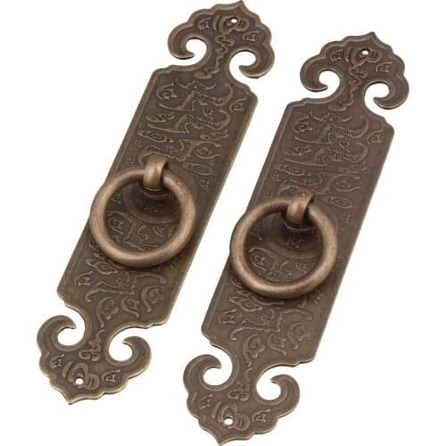 2 x Door Drawer Brass Face Plate Pull Handle Screws 14.5 x 3.2cm Bronze
