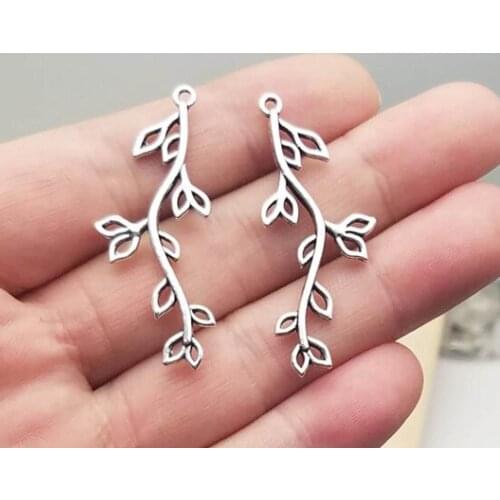 20pcs/lot--43x17mm, Antique silver plated leaf branch charms,DIY supplies,Jewelry accessories