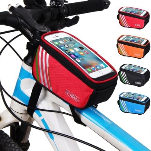 2021 Bicycle Bags Cycling Waterproof Touch Screen MTB Frame Front Tube Storage Mountain Bike Bag for 5.0 Inch Mobile Phone