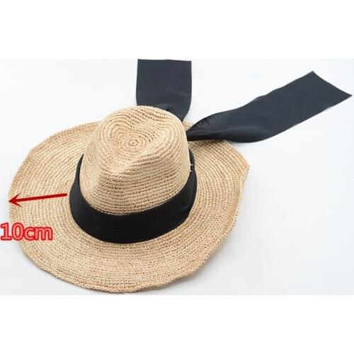 202106-hh7114 new summer handmade Natural raffia grass leisure lady fedoras cap women panama jazz hat