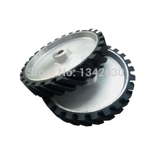 300*50*25mm Grooved Rubber Wheel Belt Sander Polisher Wheel Sanding Belt Set Contact Wheel