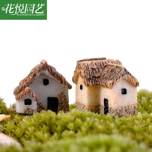 4pcs Single Door Small Houses Resin Craft Pendant Micro Landscape Decoration Material Accessories Home Garden Decoration