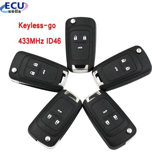 5PCS X NEW 3 button keyless-go folding remote key for Chevrolet 433MHz with 46 chip HU100 balde