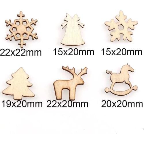 50Pcs DIY Wooden Mixed style Christmas green decorative Embellishments Crafts Scrapbooking Supplies Hand-made Graffiti Buttons