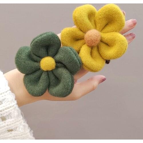 Hair Accessories Women Rubber Bands BB Clip Flower Shape Girls Sweet Elastic Hair Bands Female Ladies Headwear Ponytail Holder