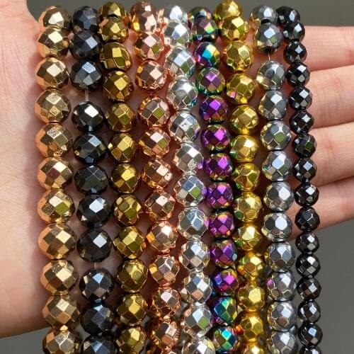 Natural Gem Stone Beads Faceted Hematite Ball Beads For Jewelry Making 2 3 4 6 8 10mm Diy Bracelet Accessories Jewellery 15