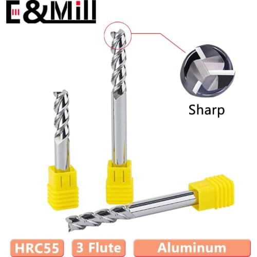 HRC55 3 Flute Tungsten steel milling cutter for high-gloss mirror aluminum alloy special three-blade machining center end mill