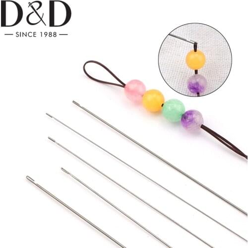 5Pcs 0.4-0.8mm Stainless Steel Beading Needles Opened Beading Pins Crochet Hand Jewelry Making Tools DIY Bead Sewing Tools